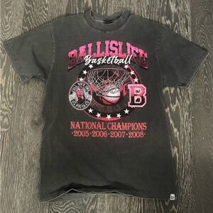 Basketball Graphic Tee - Black with Pink Accents